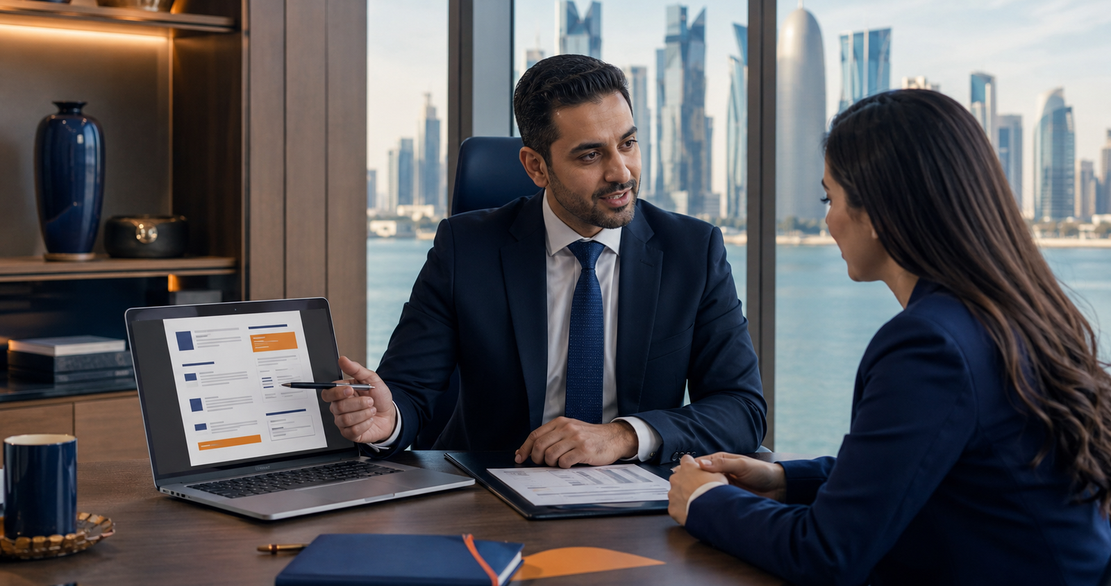 Recruitment specialist helping a candidate demonstrate skills for jobs in Qatar