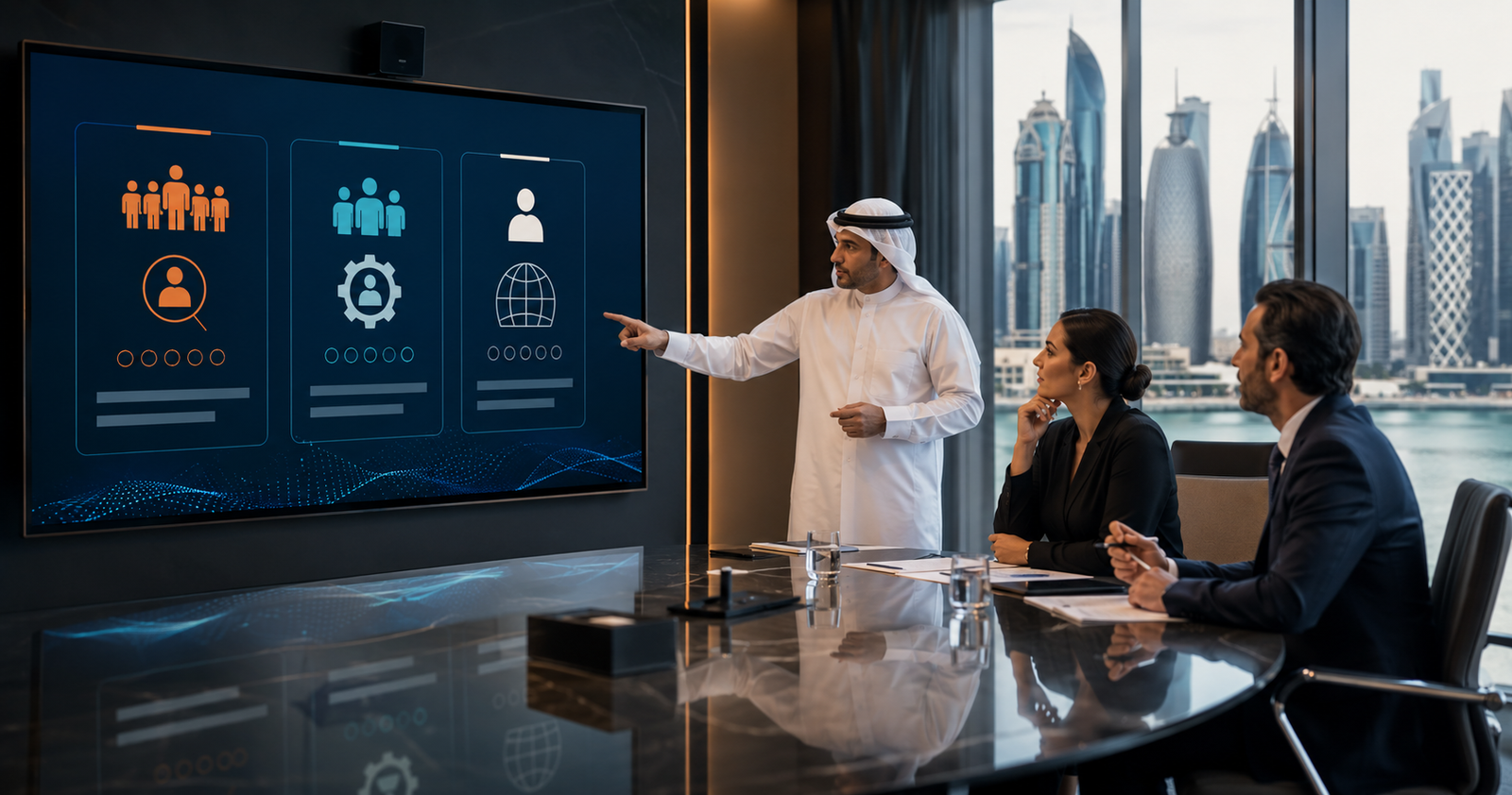 Qatar business leaders comparing recruitment agency, RPO and executive search models