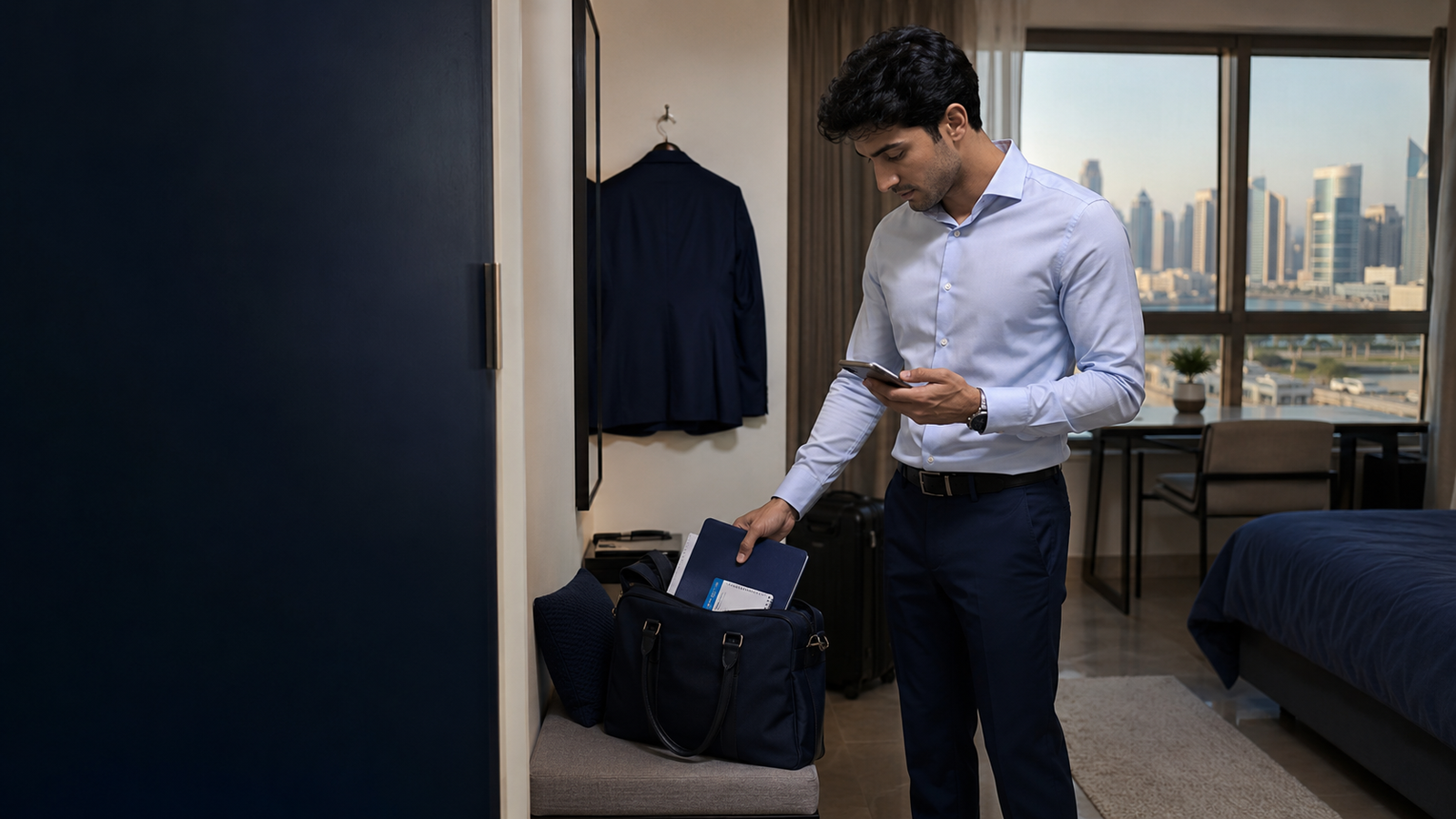 New professional beginning a first workday and a new life in Doha, Qatar