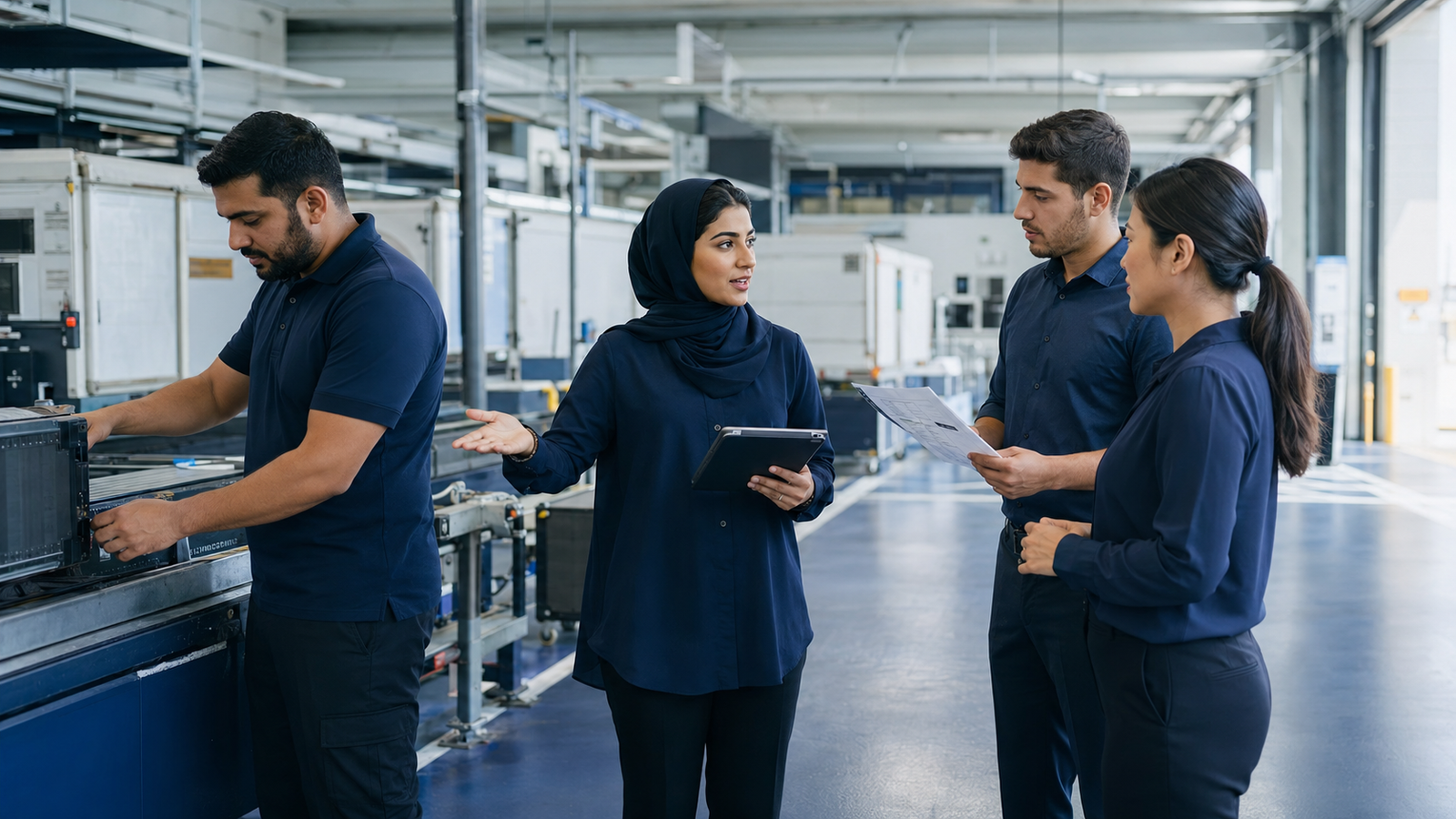 Professional applying communication digital and problem-solving skills in a Qatar workplace